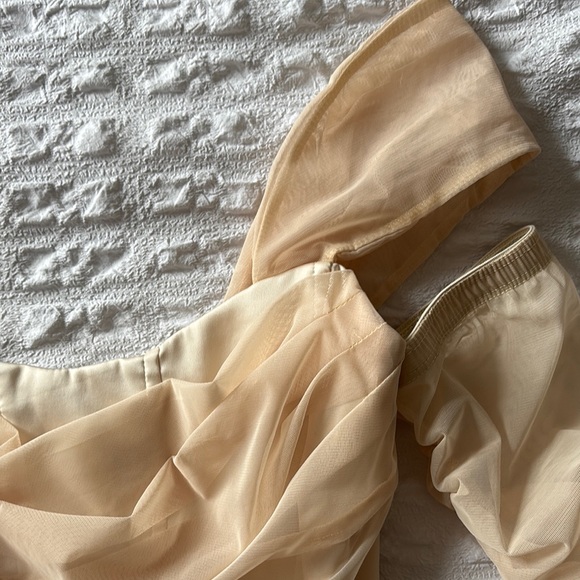 Oh Polly show it off mesh Bardot crop top in sand - Picture 5 of 10